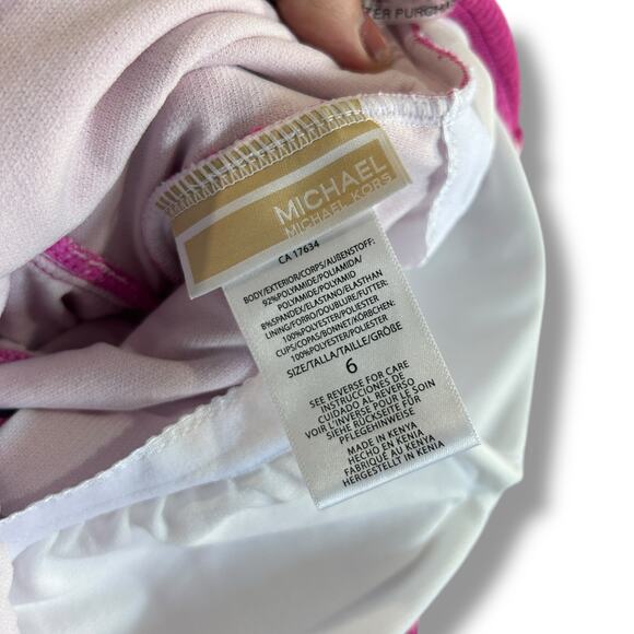 NEW Michael Kors Pink One Piece Swimsuit Size 6 Cut Out Monokini Beach Swim NWT - Picture 8 of 8